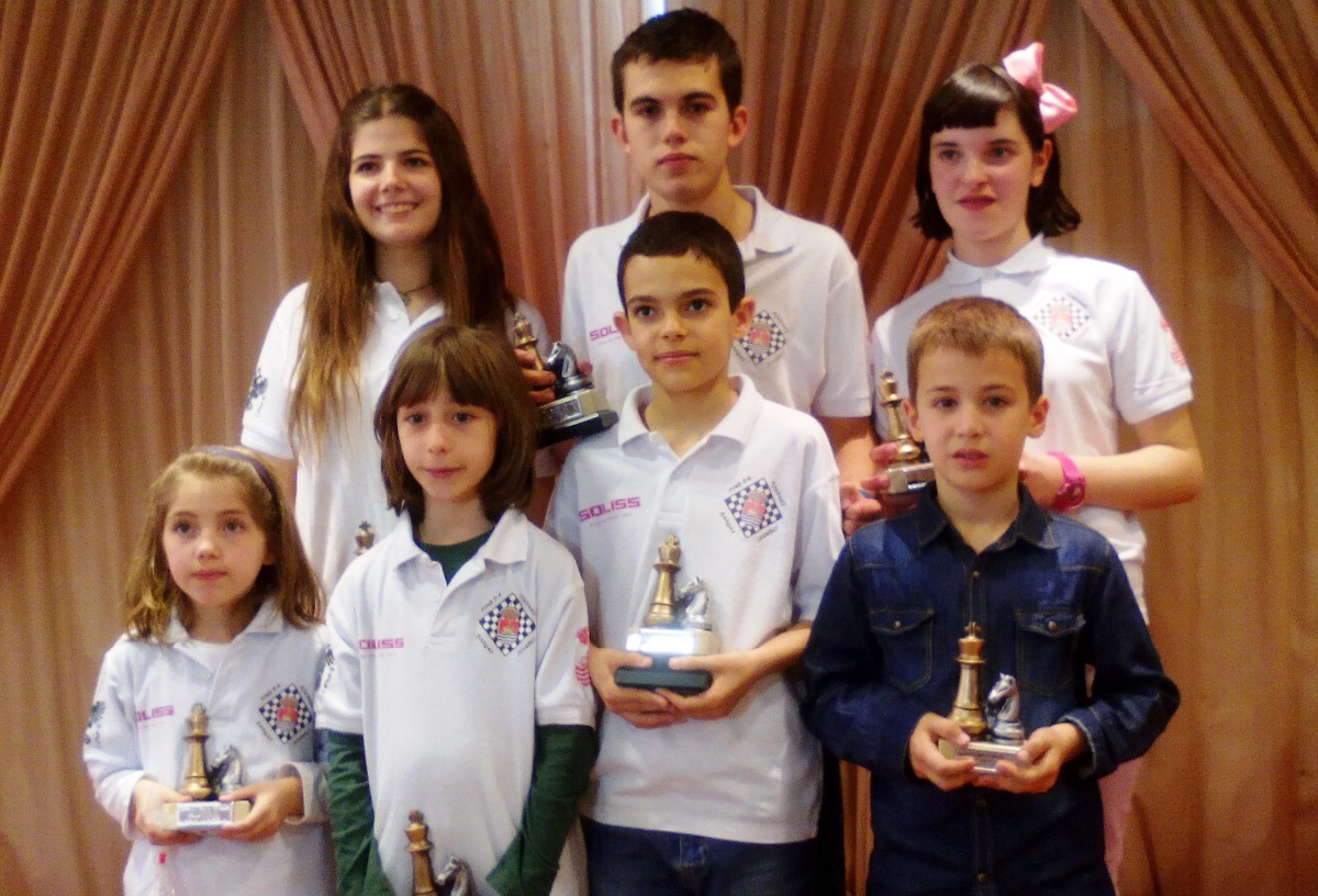 Mario del Río Perezagua y Laura Alonso Vara, repiten como campeones regionales de ajedrez. Dante Arroyo Álvarez, subcampeón y Raquel Magán Balseiro bronce. El Club A. Bargas-Fundación Soliss totaliza 7 podiums.