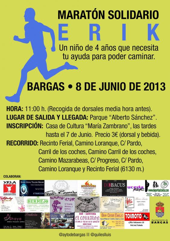 Bargas organiza un Maratón Solidario para Erik