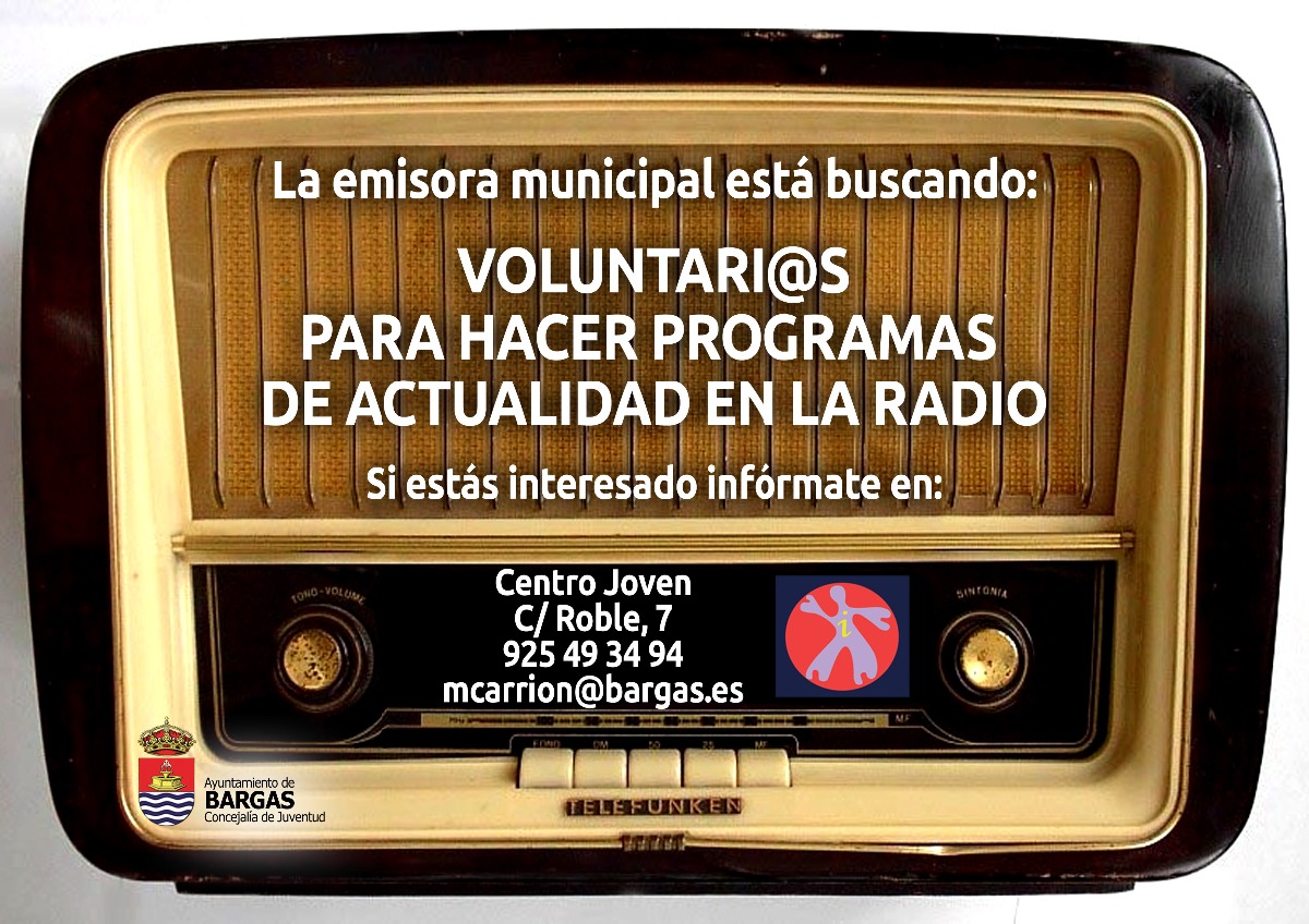 La emisora Municipal está buscando: Voluntari@s para hacer programas de actualidad en la radio.