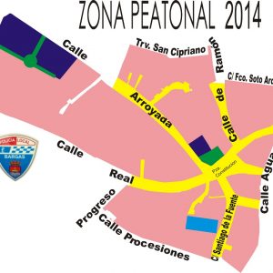 Itinerario a seguir con motivo del corte por la zona peatonal en el centro de la localidad desde el 15 de mayo al 30 de septiembre los fines de semana y festivos.