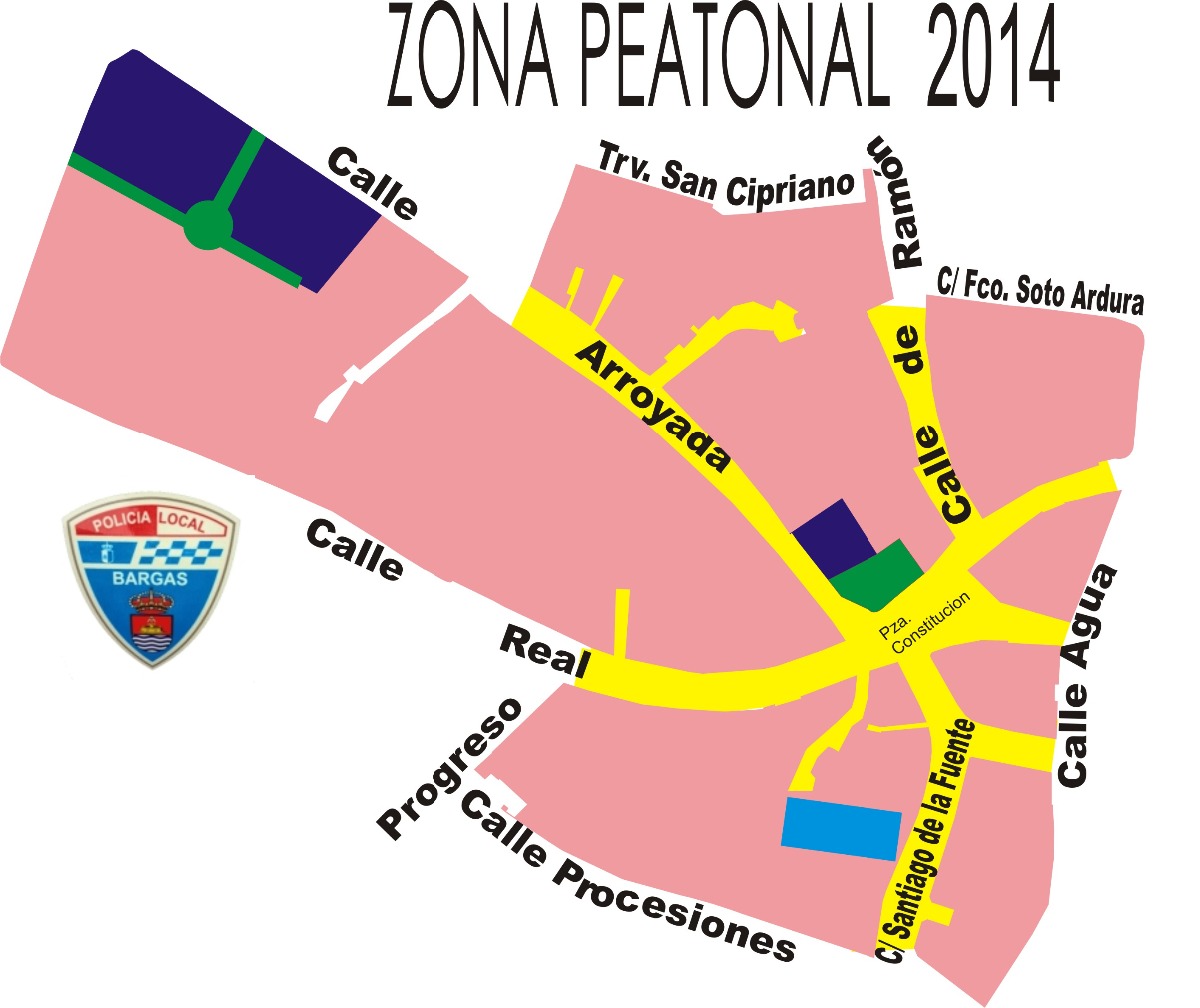 Itinerario a seguir con motivo del corte por la zona peatonal en el centro de la localidad desde el 15 de mayo al 30 de septiembre los fines de semana y festivos.