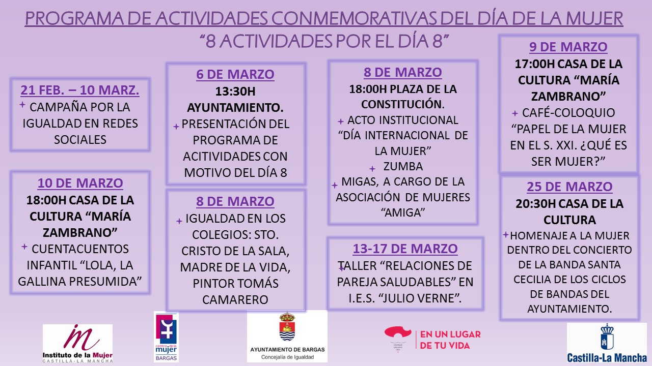 Actividades conmemorativas del Día de La Mujer – 8 actividades por el día 8