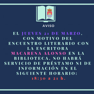 AVISO: horario de la Biblioteca el jueves 21 de marzo