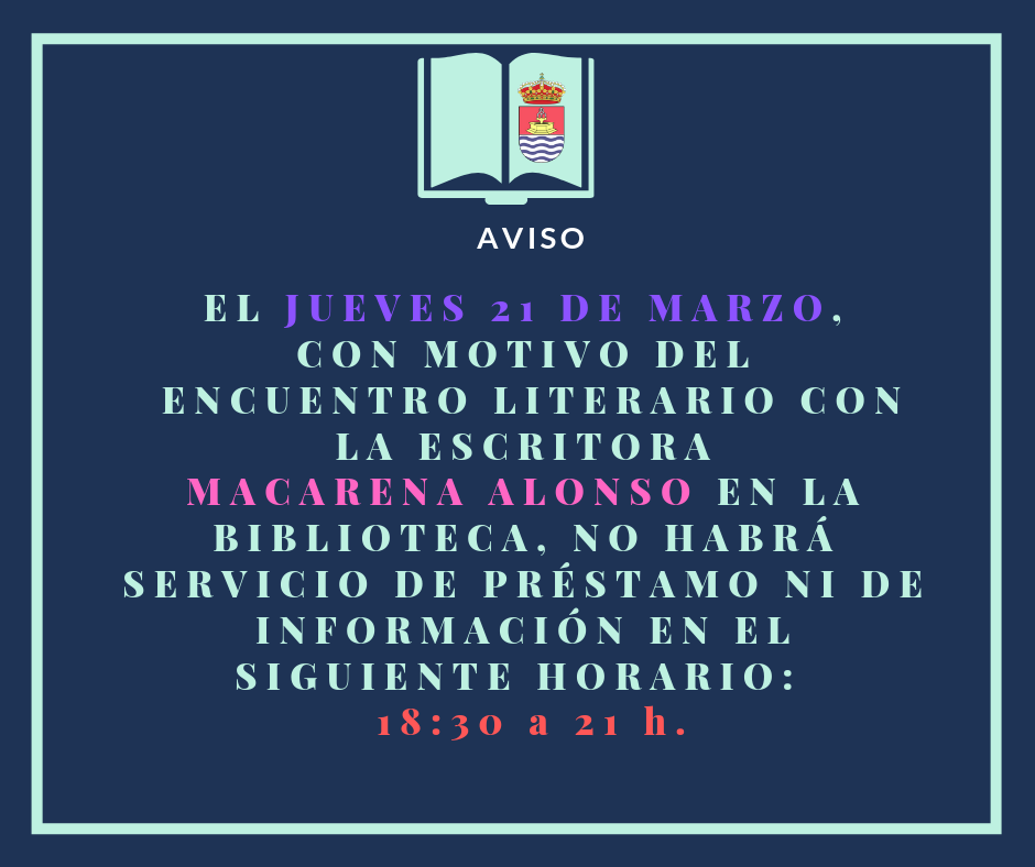 AVISO: horario de la Biblioteca el jueves 21 de marzo