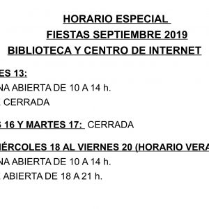 Horarios de la Biblioteca durante las fiestas