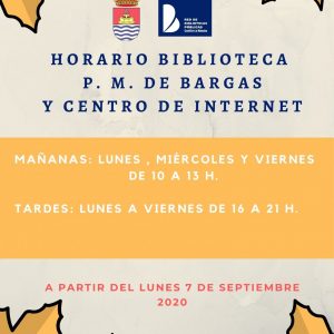 Horarios Biblioteca, P.M. de Bargas y Centro de Internet