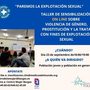 «Paremos la explotación sexual» Taller online sobre violencia de género, prostitución y la trata con fines de explotación sexual