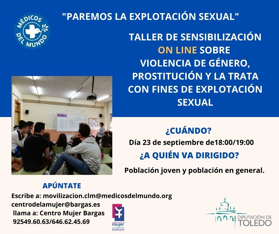 «Paremos la explotación sexual» Taller online sobre violencia de género, prostitución y la trata con fines de explotación sexual