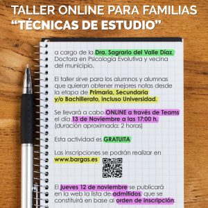 Taller online para familias: «Técnicas de Estudio»