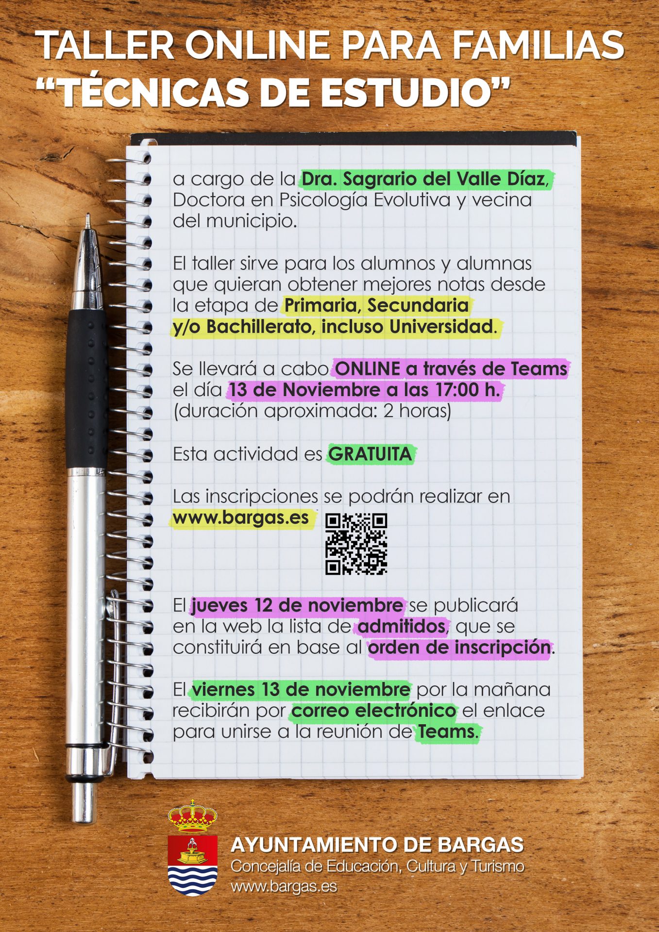 Taller online para familias: «Técnicas de Estudio»