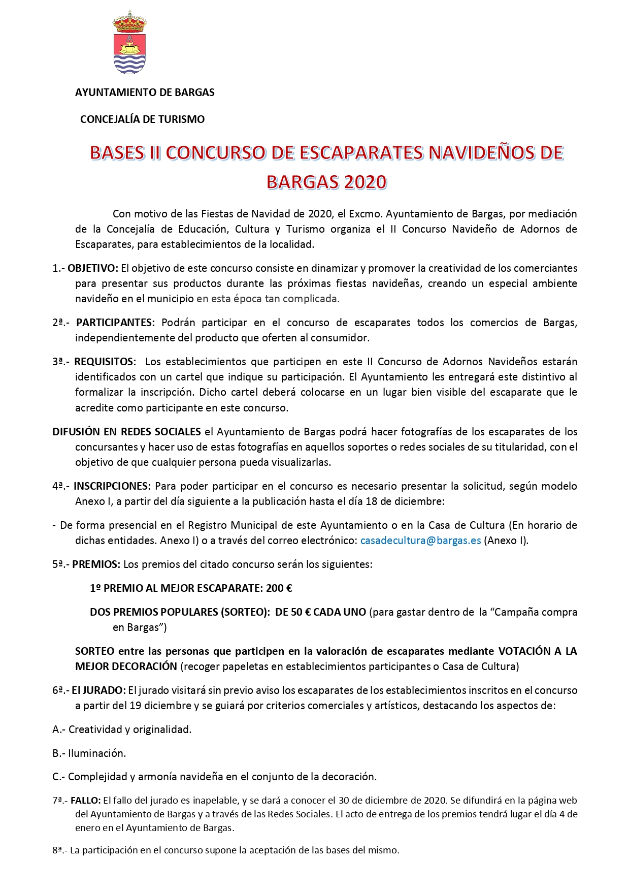 Bases del 2º Concurso de Escaparates Navideños 2020