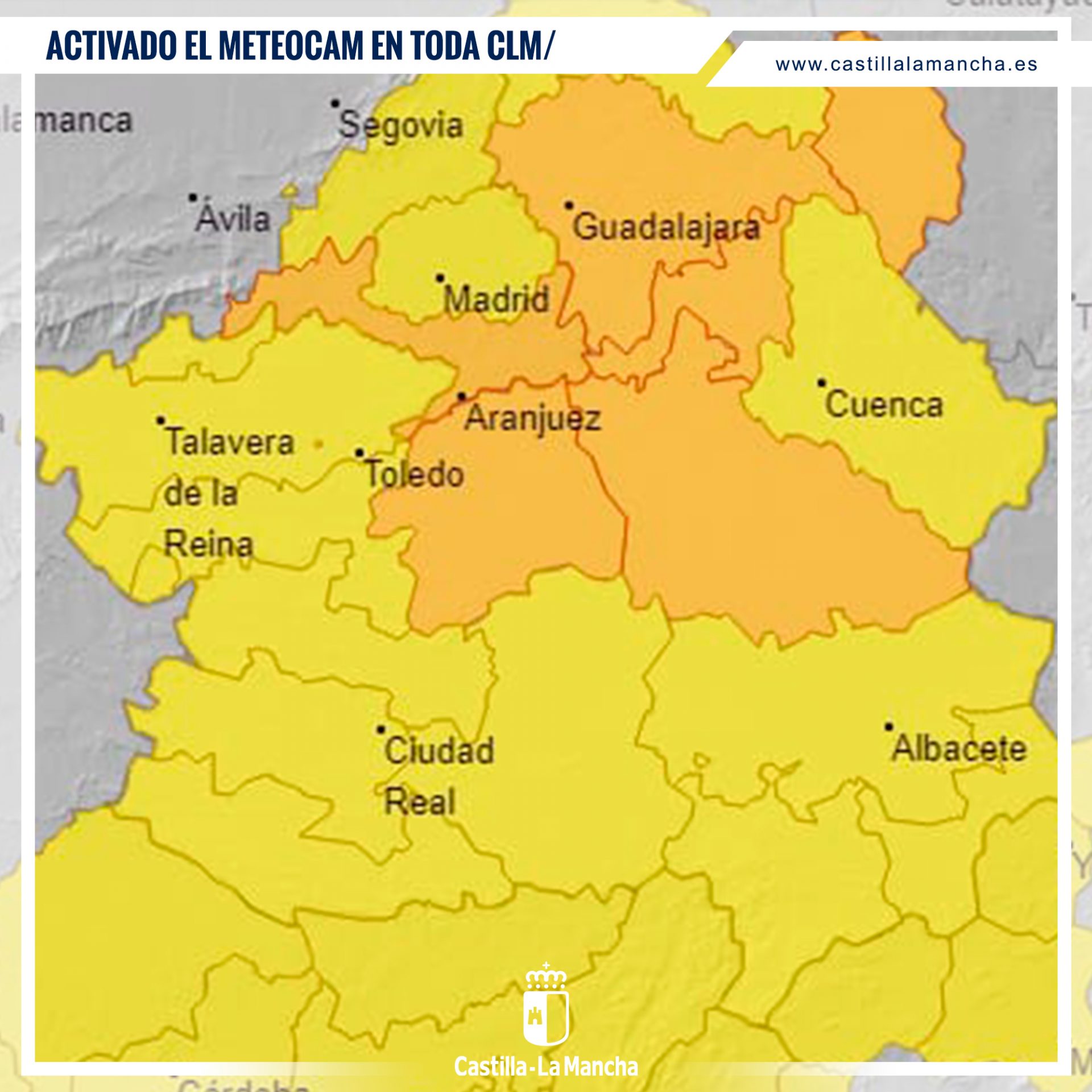 Activado el METEOCAM en fase alerta en toda Castilla La Mancha ante la previsión de fuertes lluvias y tormentas