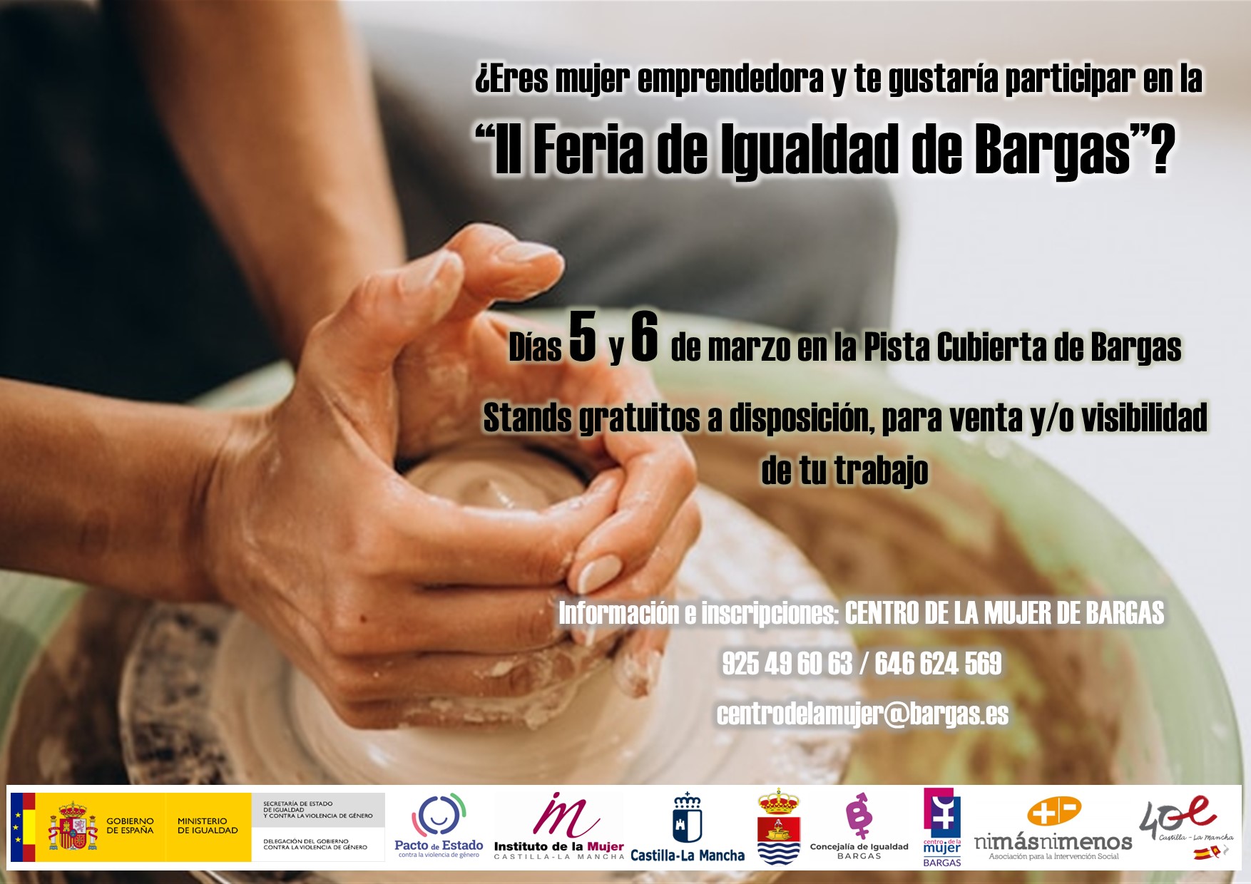 ¿Eres mujer emprendedora y te gustaría participar en la II Feria de Igualdad de Bargas?