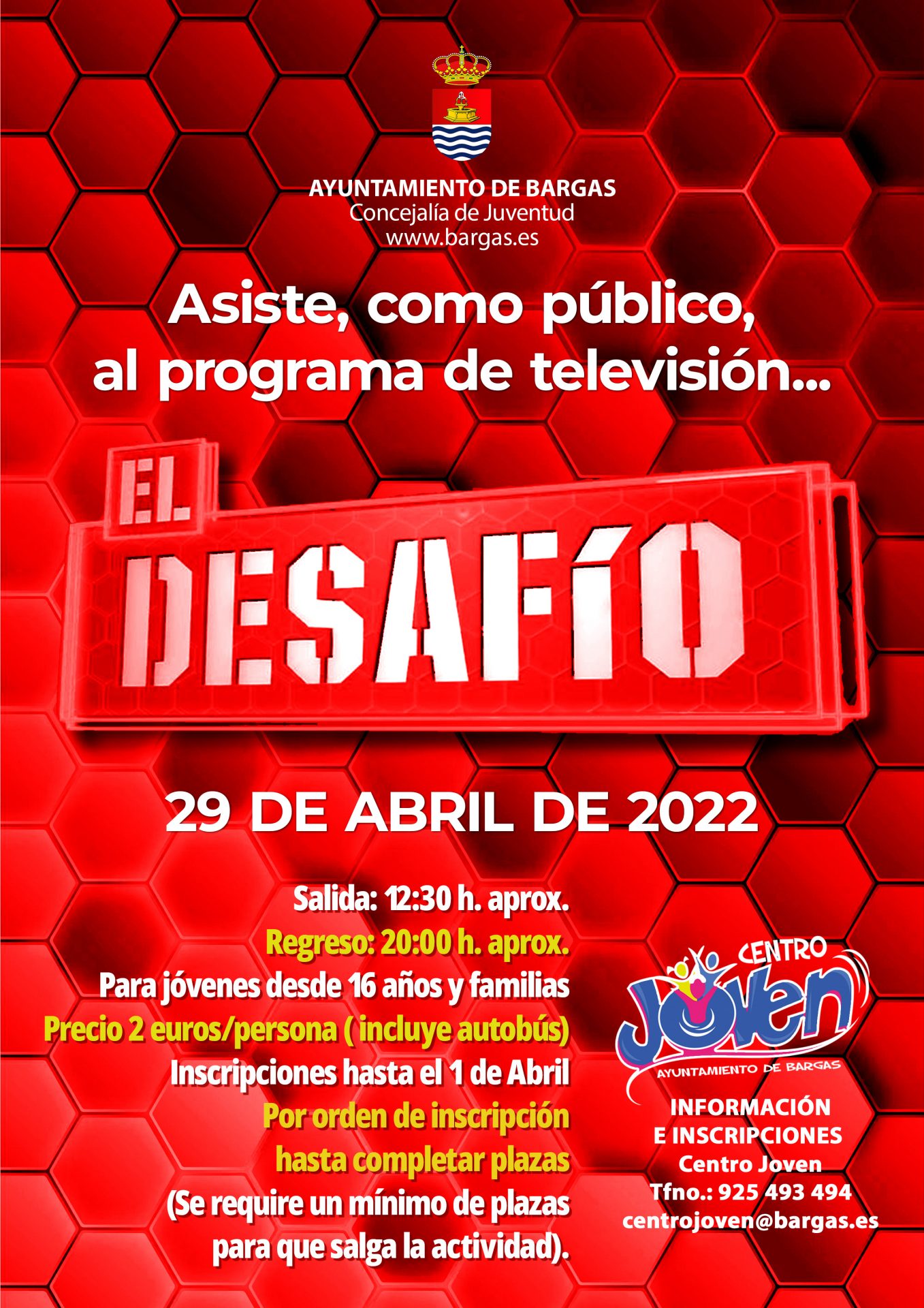 Asiste, como público, al programa de TV «El Desafío»