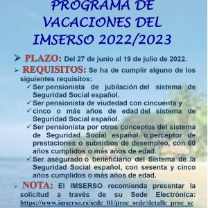 Programa de Vacaciones del IMSERSO 2022/2023