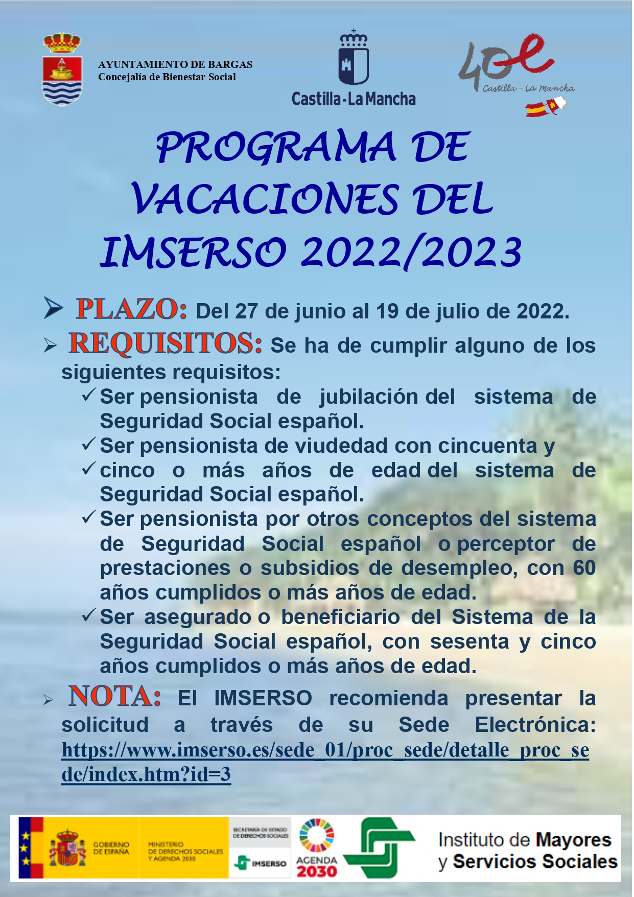 Programa de Vacaciones del IMSERSO 2022/2023