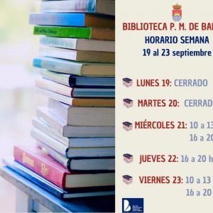 Biblioteca P. M. – Horario semana 19-23 septiembre