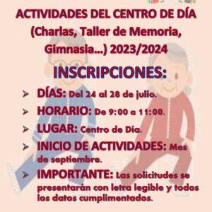 Inscripciones para las Actividades del Centro de Día de Mayores 2023/2024