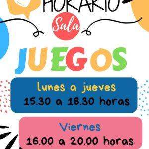 Horario de la Sala de Juegos del Centro Joven