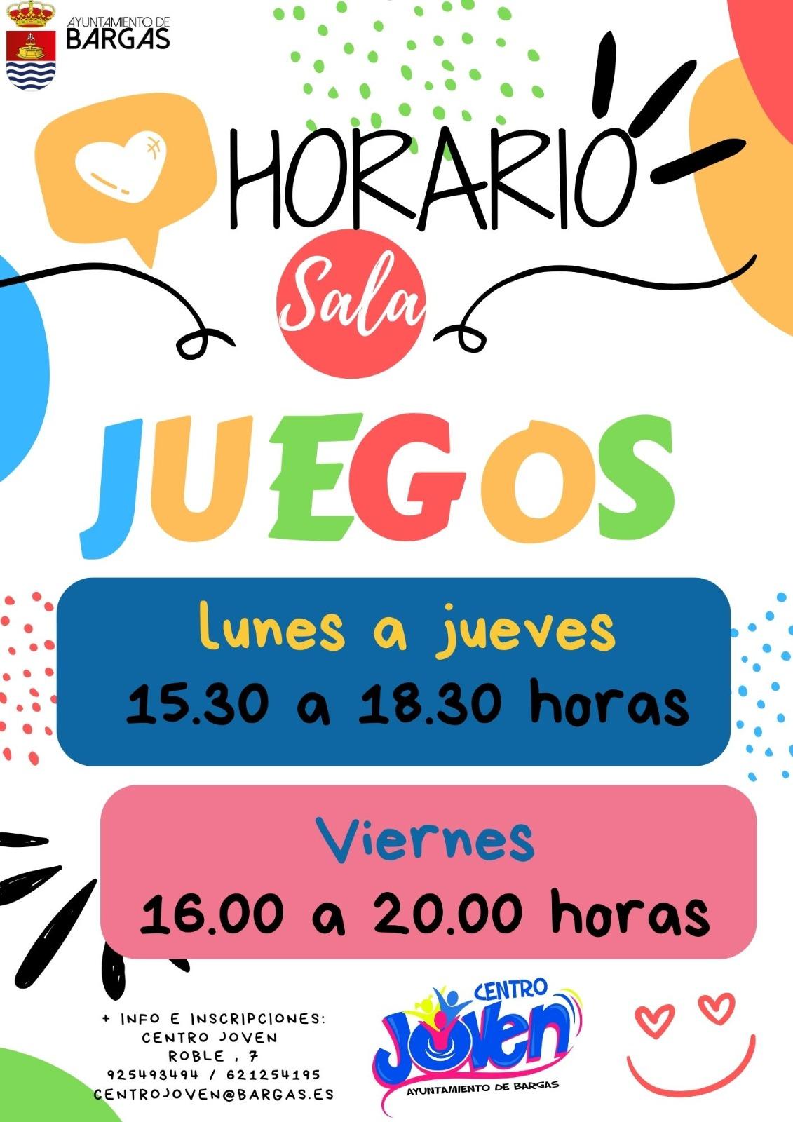 Horario de la Sala de Juegos del Centro Joven