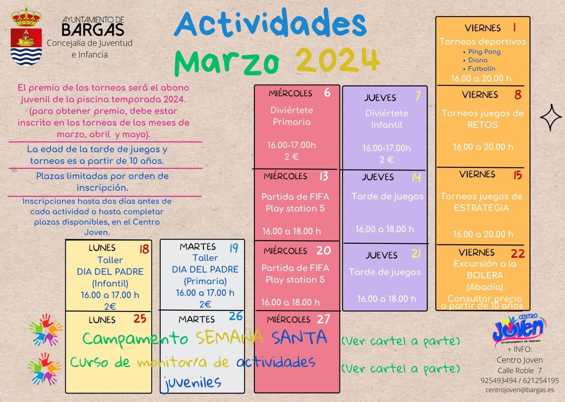 Actividades Marzo 2024 – Centro Joven