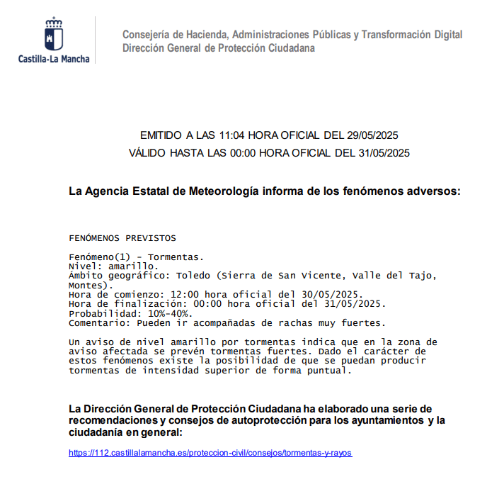 Aviso meteorológico