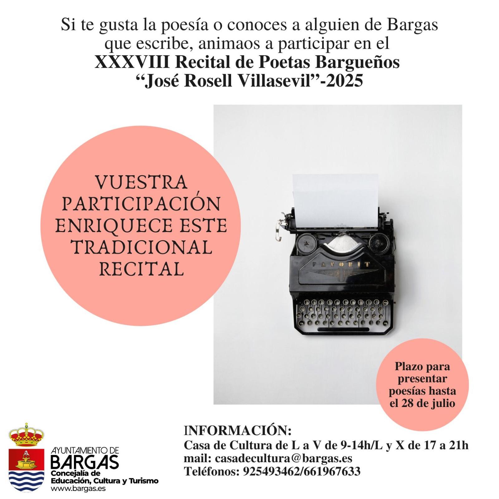 Anímate y participa en el Recital de Poetas Bargueños 2025