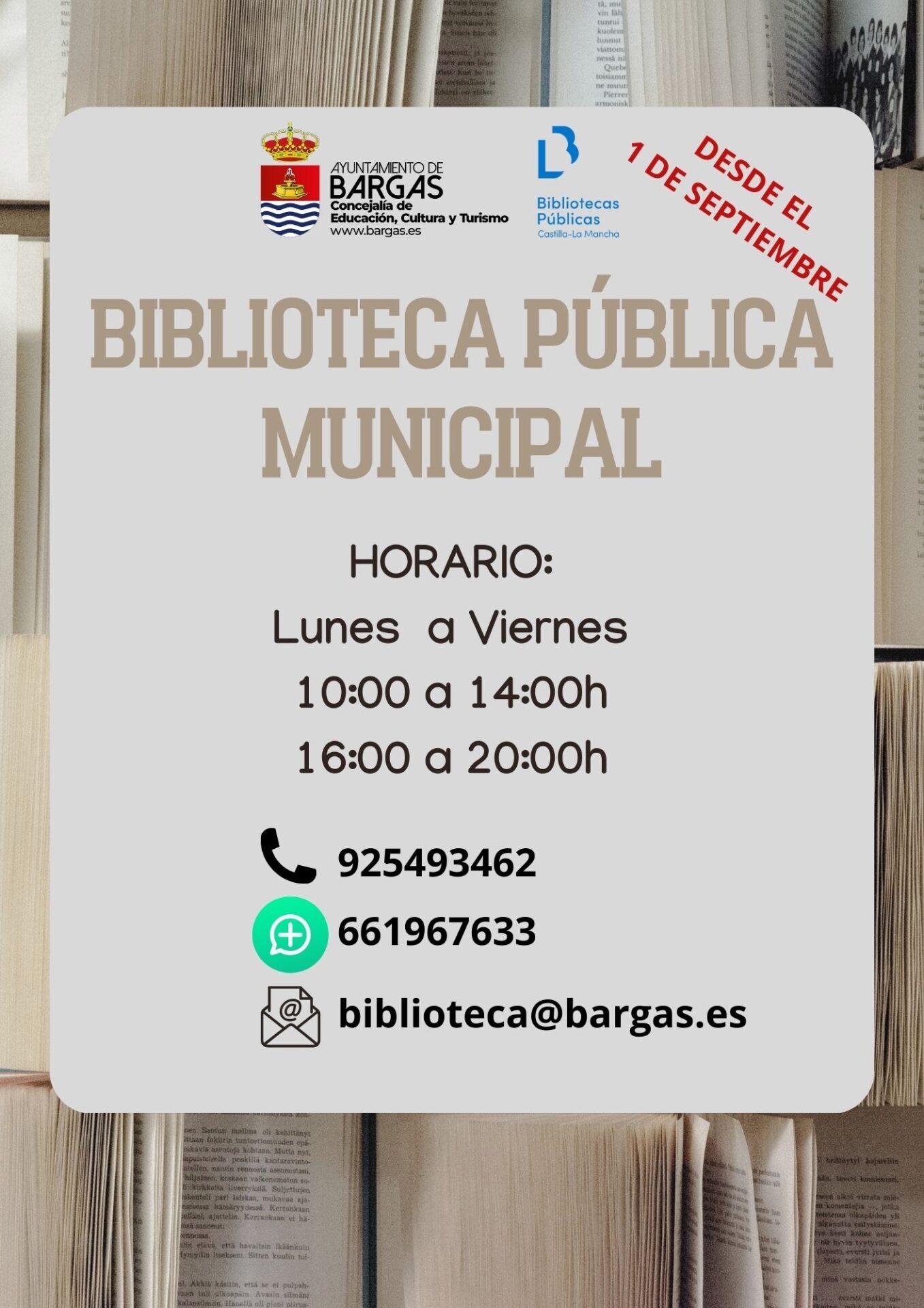 Nuevo horario en la Biblioteca Municipal.