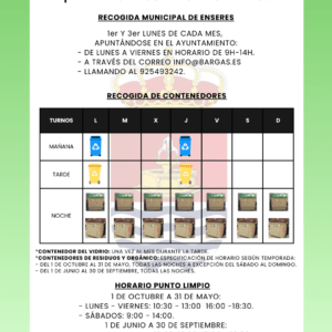 COMUNICADO CAMBIO CALENDARIO RECOGIDA DE ENSERES