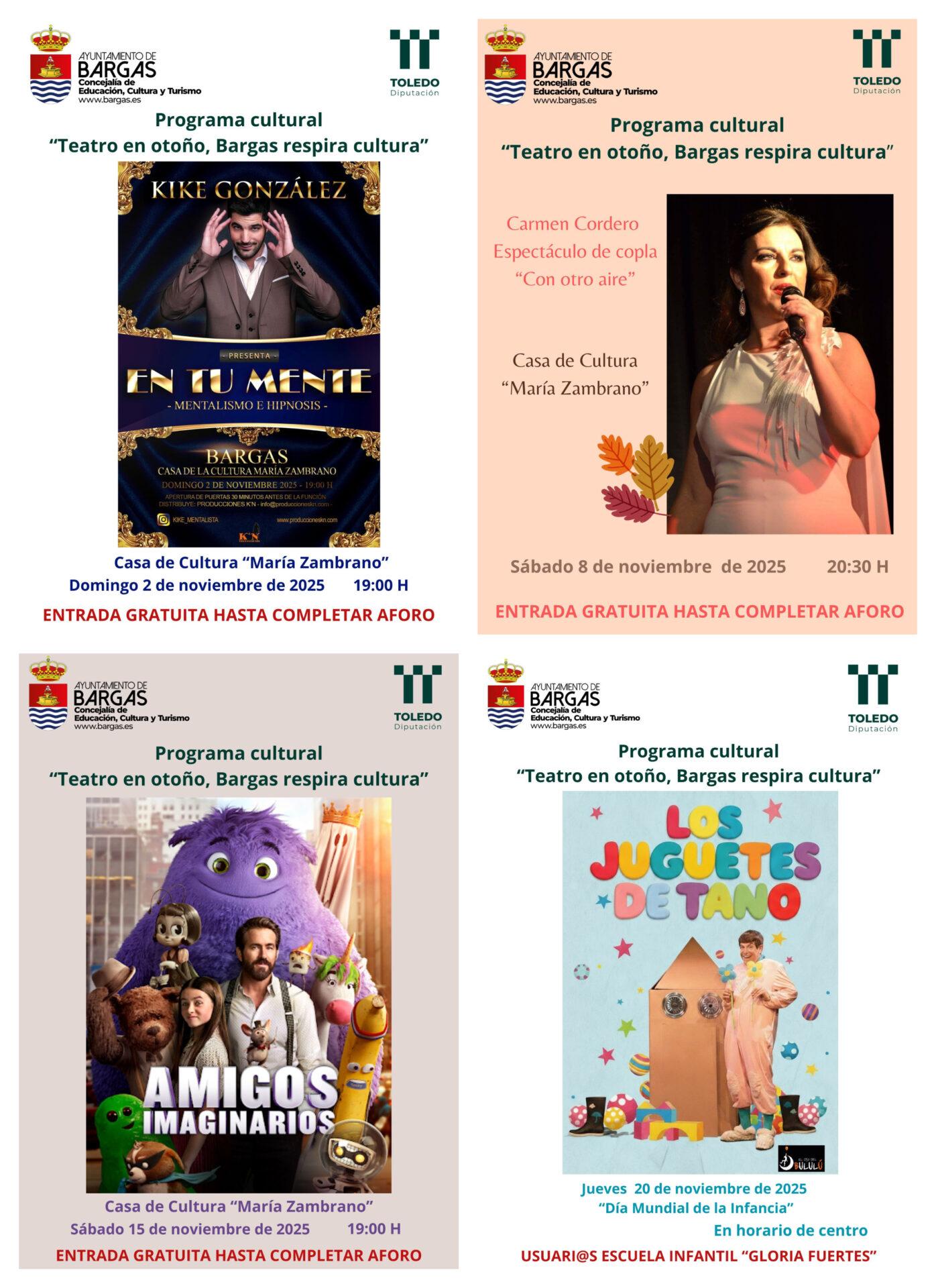“Teatro en otoño, Bargas respira cultura” Programación cultural para el mes de noviembre