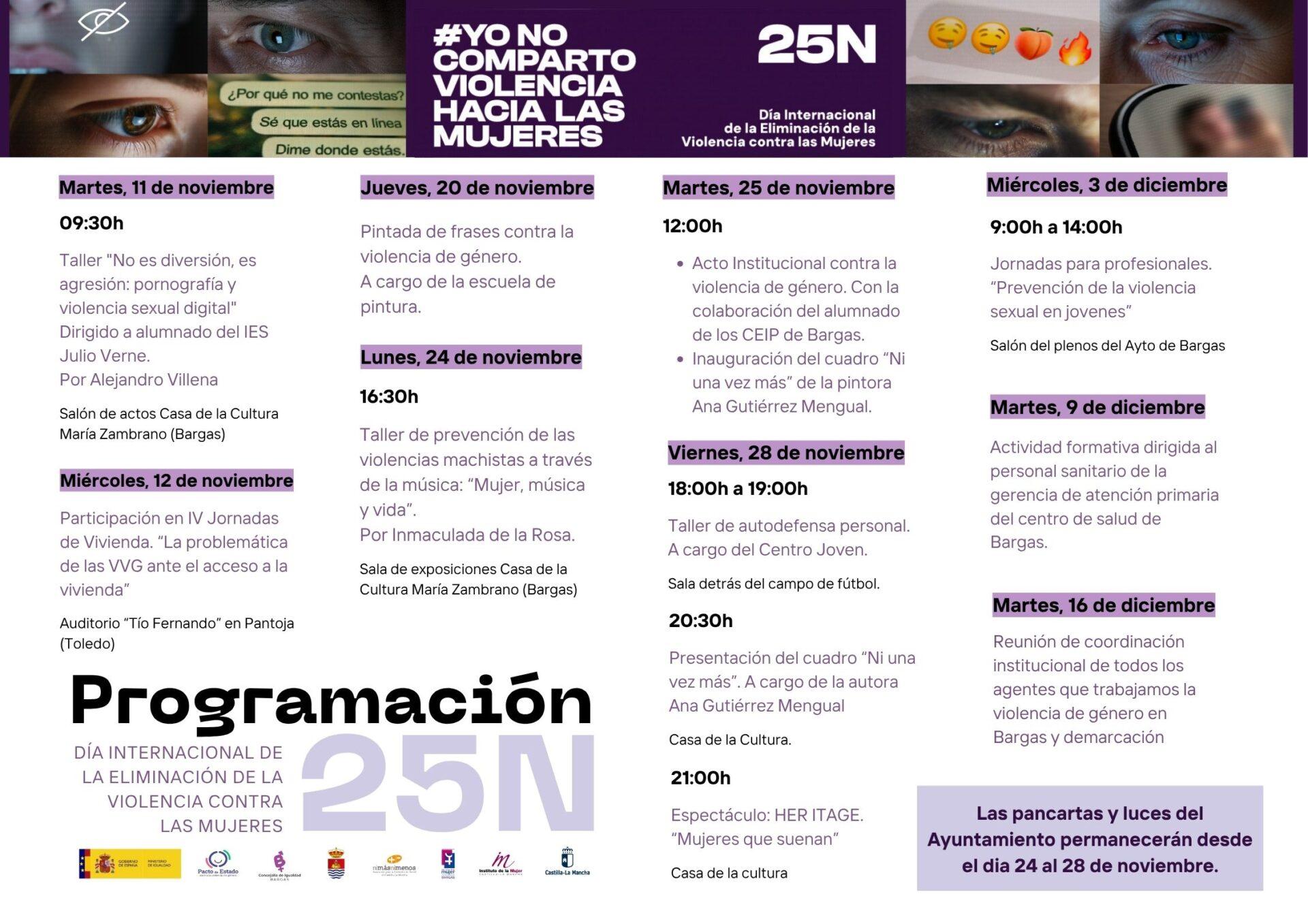 PROGRAMACIÓN 25N – Día Internacional de la Eliminación de la Violencia contra las Mujeres