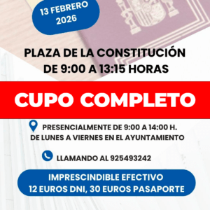 Unidad móvil de renovación del DNI y pasaporte (CUPO COMPLETO)