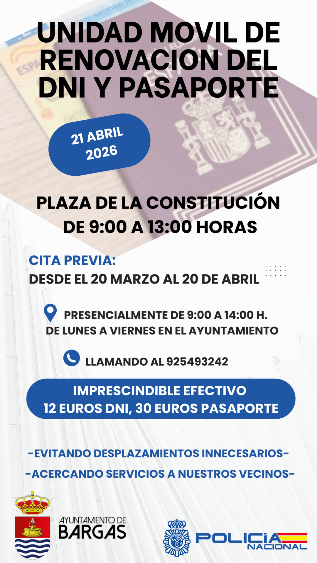 Unidad móvil de renovación de DNI y pasaporte