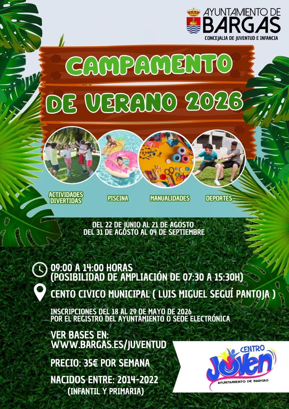  ¡Llega el Campamento de Verano 2026 de Bargas!