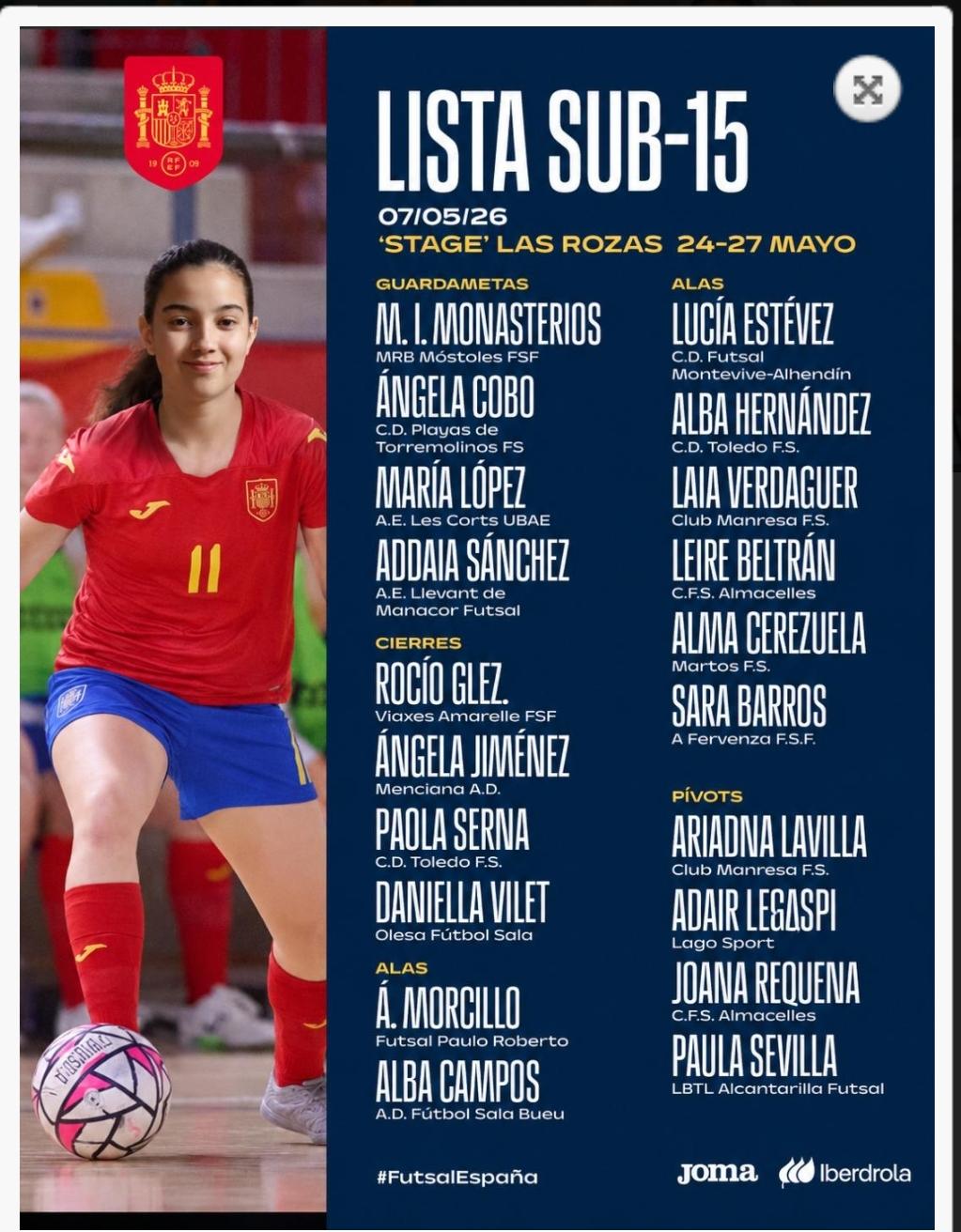 Alba Hernández, convocada por la Selección Española de Fútbol Sala para un mini stage en Las Rozas