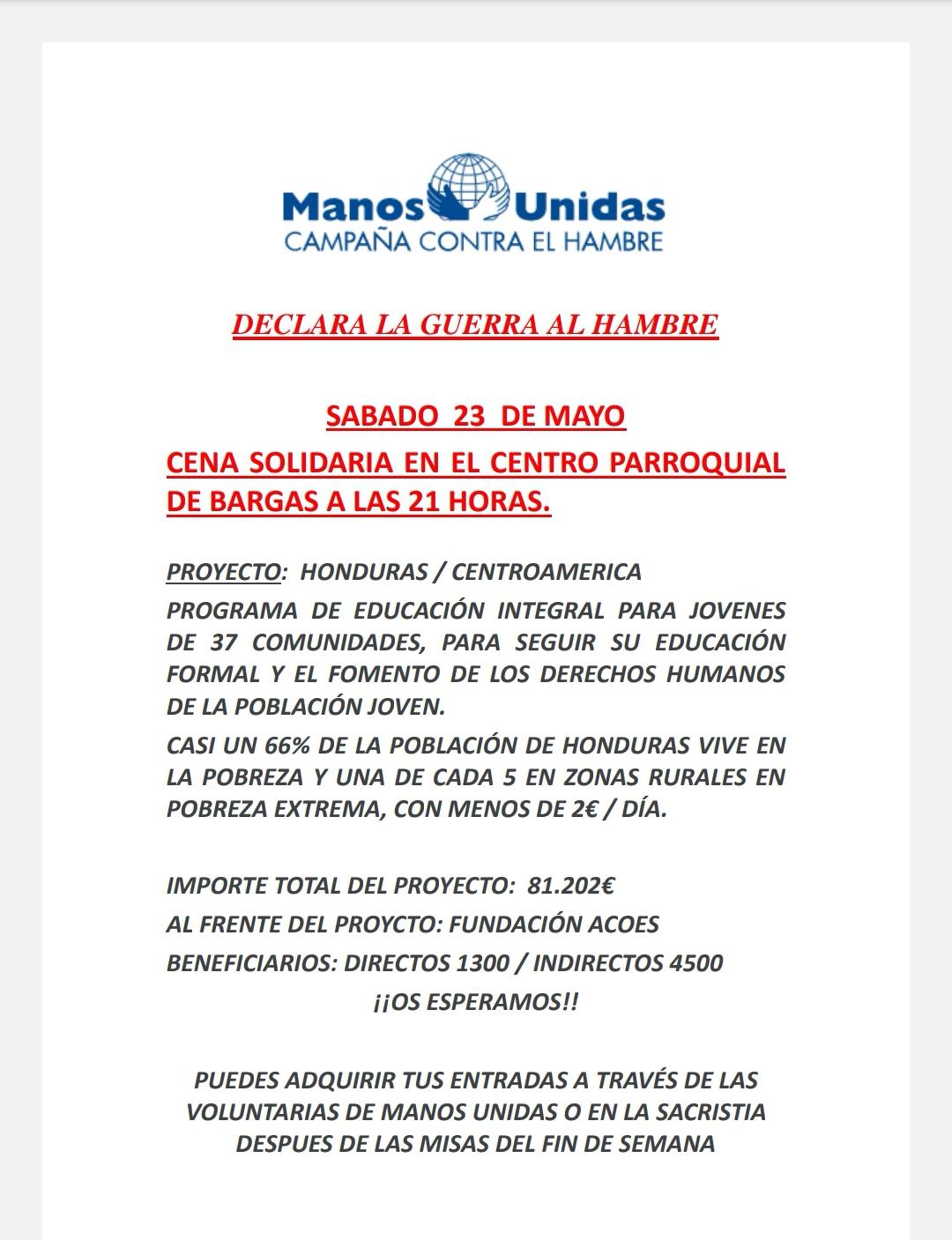 Cena solidaria – Manos Unidas