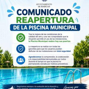 COMUNICADO – REAPERTURA DE LA PISCINA MUNICIPAL