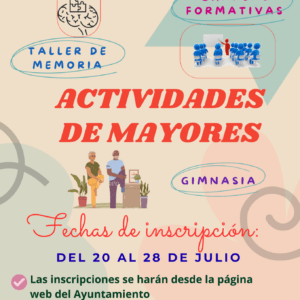 Inscripción actividades mayores curso 26/27
