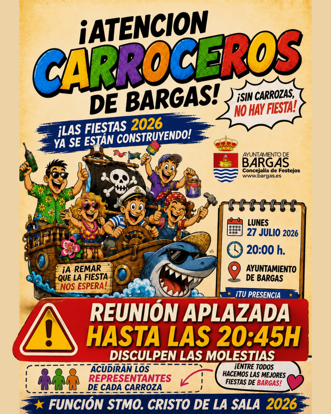 La reunión con los representantes de las carrozas se aplaza hasta las 20:45h