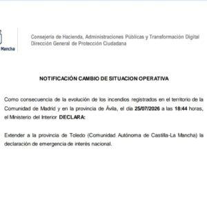 Cambio en la situación operativa PLATECAM