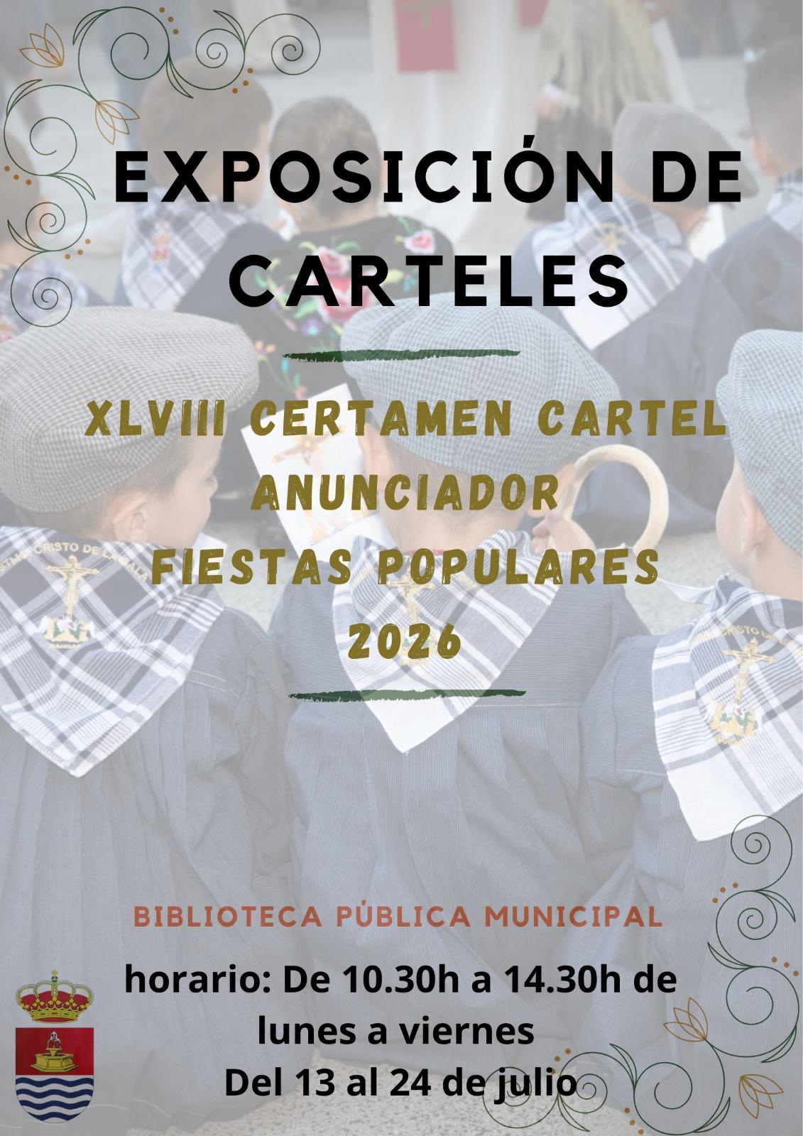 La Exposición de Carteles del XLVIII Certamen del Cartel Anunciador de las Fiestas Populares 2026 ya puede visitarse en la Biblioteca Pública Municipal