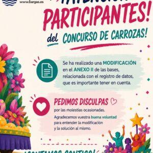 📢 ATENCIÓN, PARTICIPANTES DEL CONCURSO DE CARROZAS