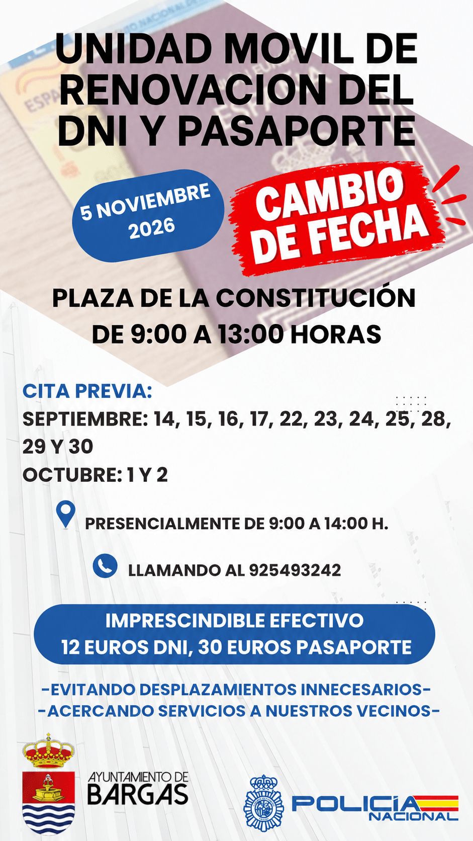 Unidad móvil de renovación del DNI y pasaporte