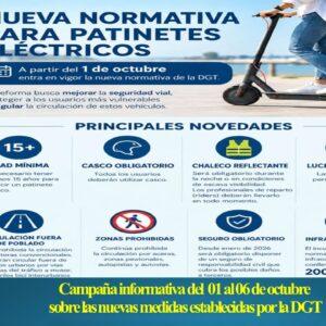 Campaña informativa del 1 al 6 de octubre sobre las nuevas medidas establecidas por la DGT