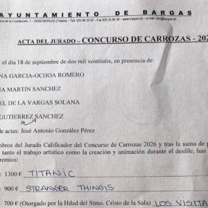 Compartimos el acta del jurado del Concurso de Carrozas 2026