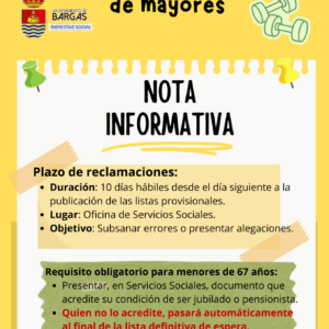 Listados provisionales de admitidos y en reserva gimnasia de mayores. Reclamaciones