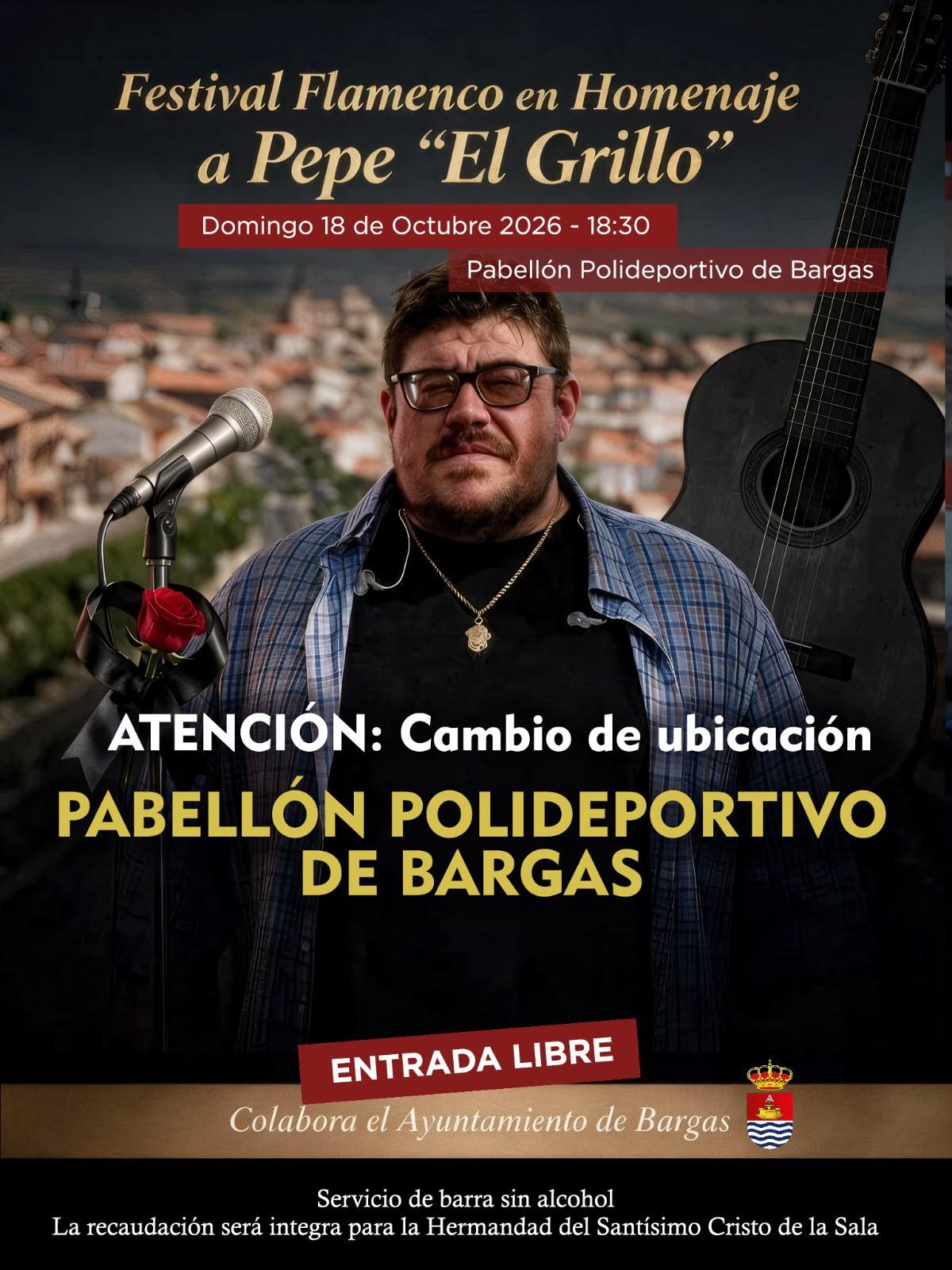 El Festival Flamenco en Homenaje a Pepe «El Grillo» cambia de ubicación y se celebrará en el Pabellón Polideportivo de Bargas