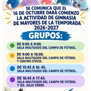 Grupos y comienzo Gimnasia de Mayores «Tu Salud en Marcha»